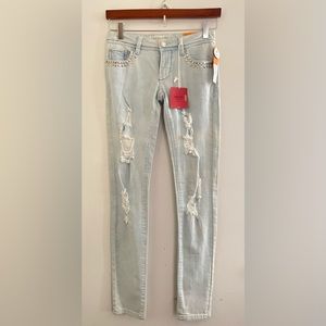 NWT MOSSIMO Jr. JEANS SKINNY JAMBE MOULANTE SIZE 1 COTTON 99% SPANDEX 1%.